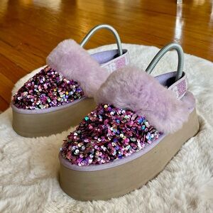 UGG Australia Funkette Stellar Sequin Slip On Platform Chunky Heel Shoe Size 7